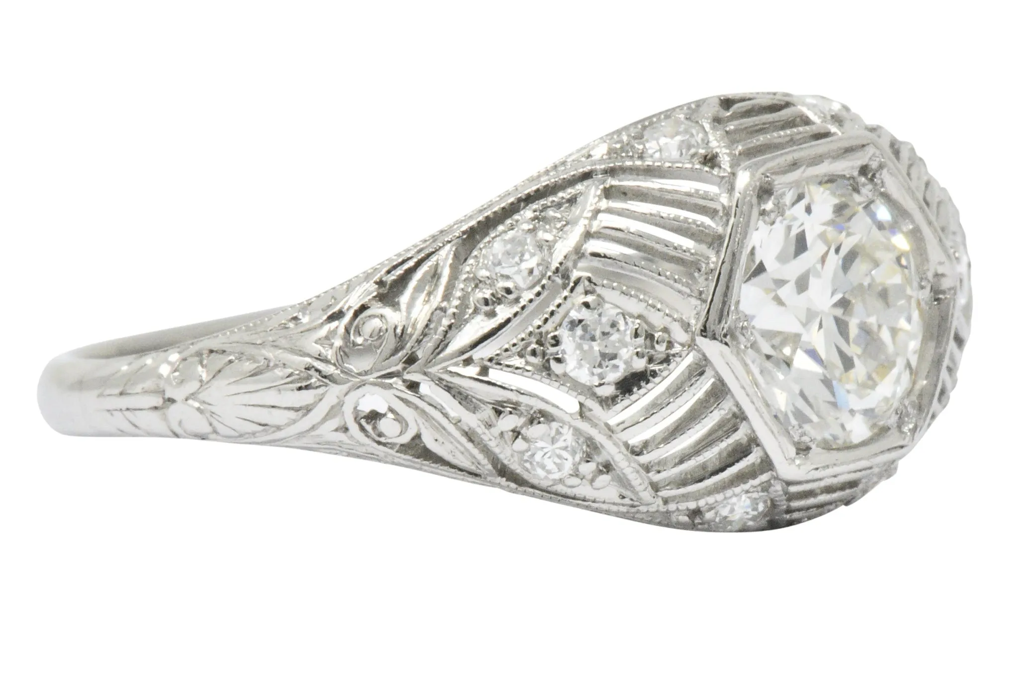 Art Deco 1.25 CTW Diamond Platinum Alternative Engagement Ring GIA
