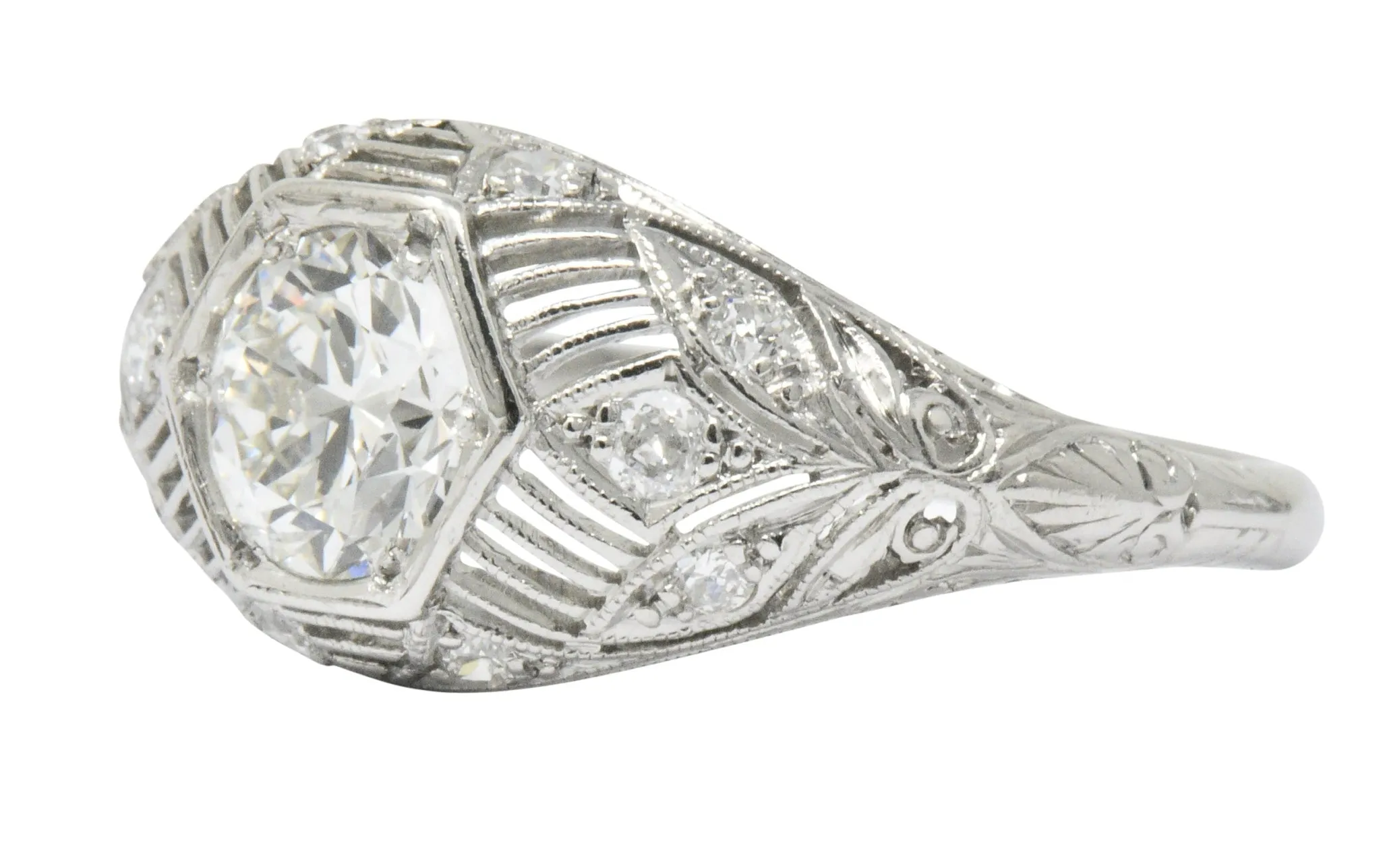 Art Deco 1.25 CTW Diamond Platinum Alternative Engagement Ring GIA