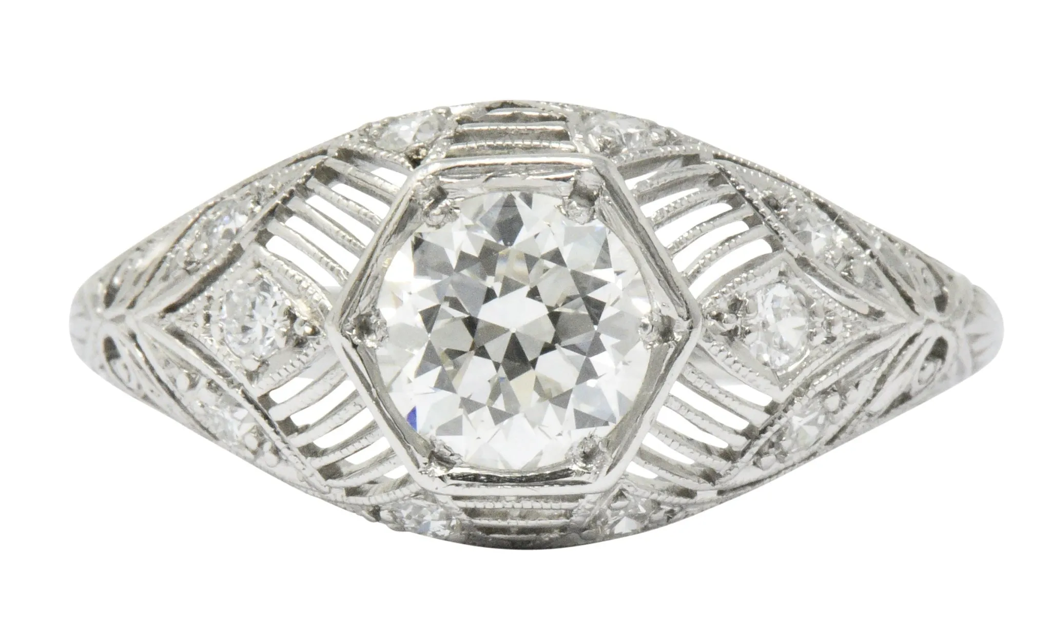 Art Deco 1.25 CTW Diamond Platinum Alternative Engagement Ring GIA