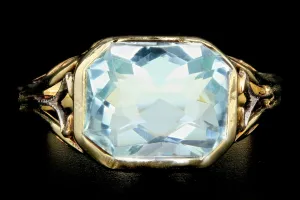 Art Deco 14K 3.2 Carat Aquamarine Ring
