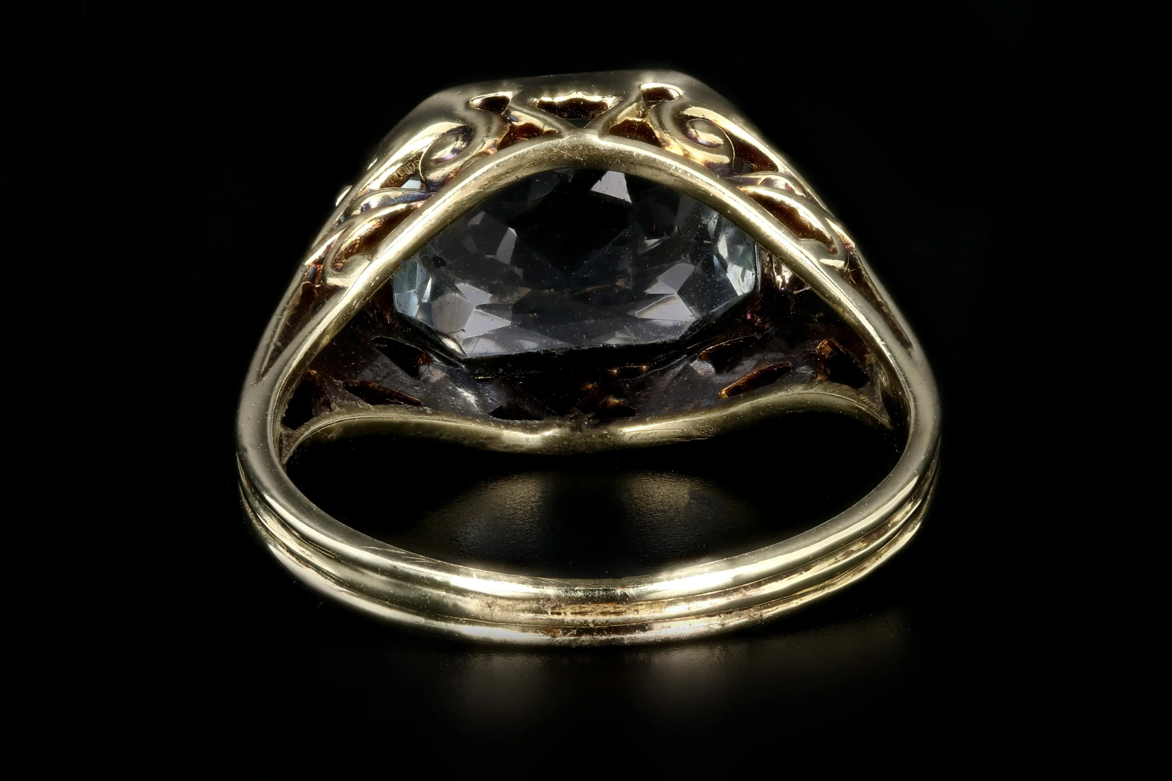 Art Deco 14K 3.2 Carat Aquamarine Ring
