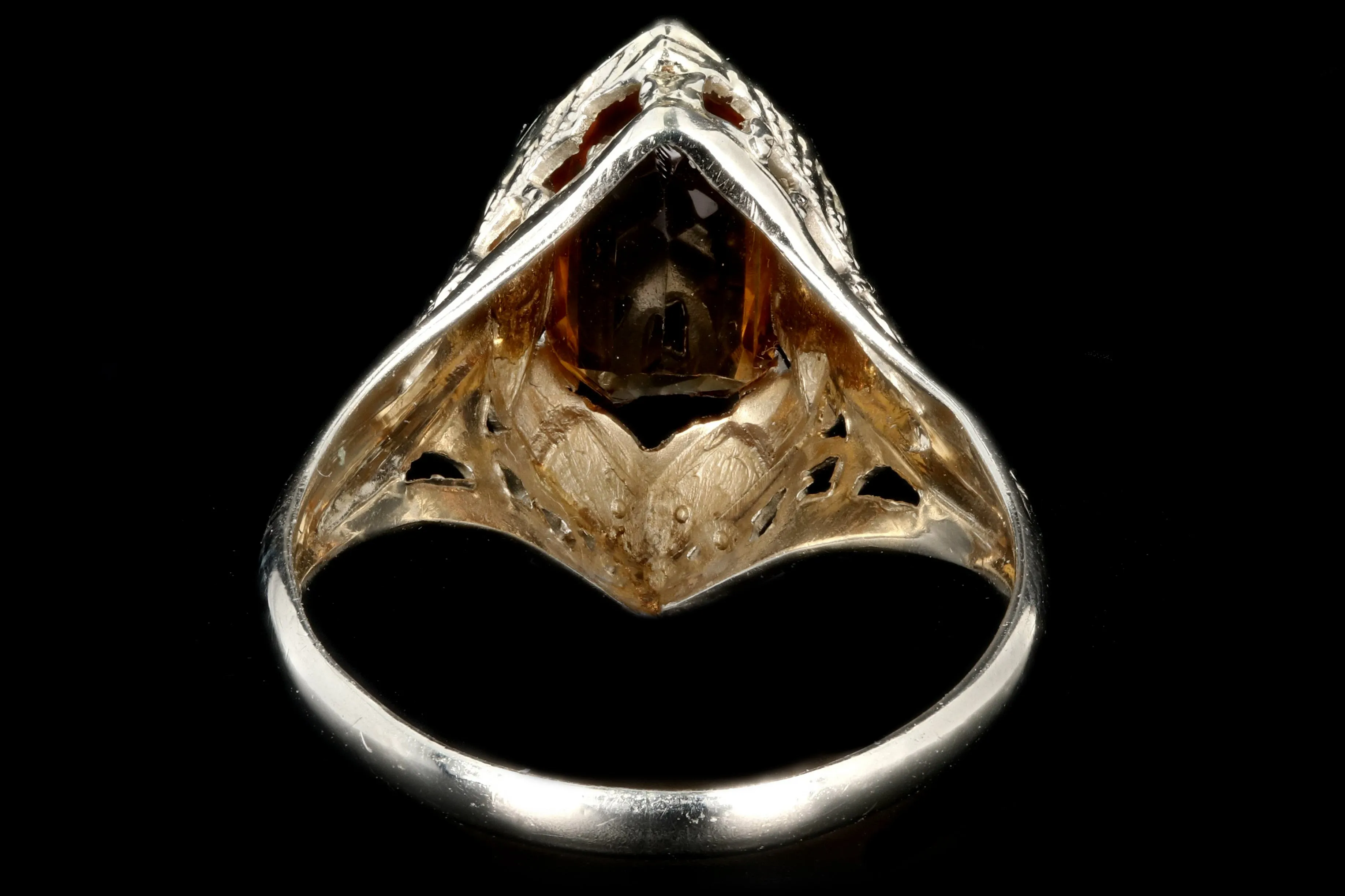 Art Deco 14K White Gold 1.5 CT Citrine Ring