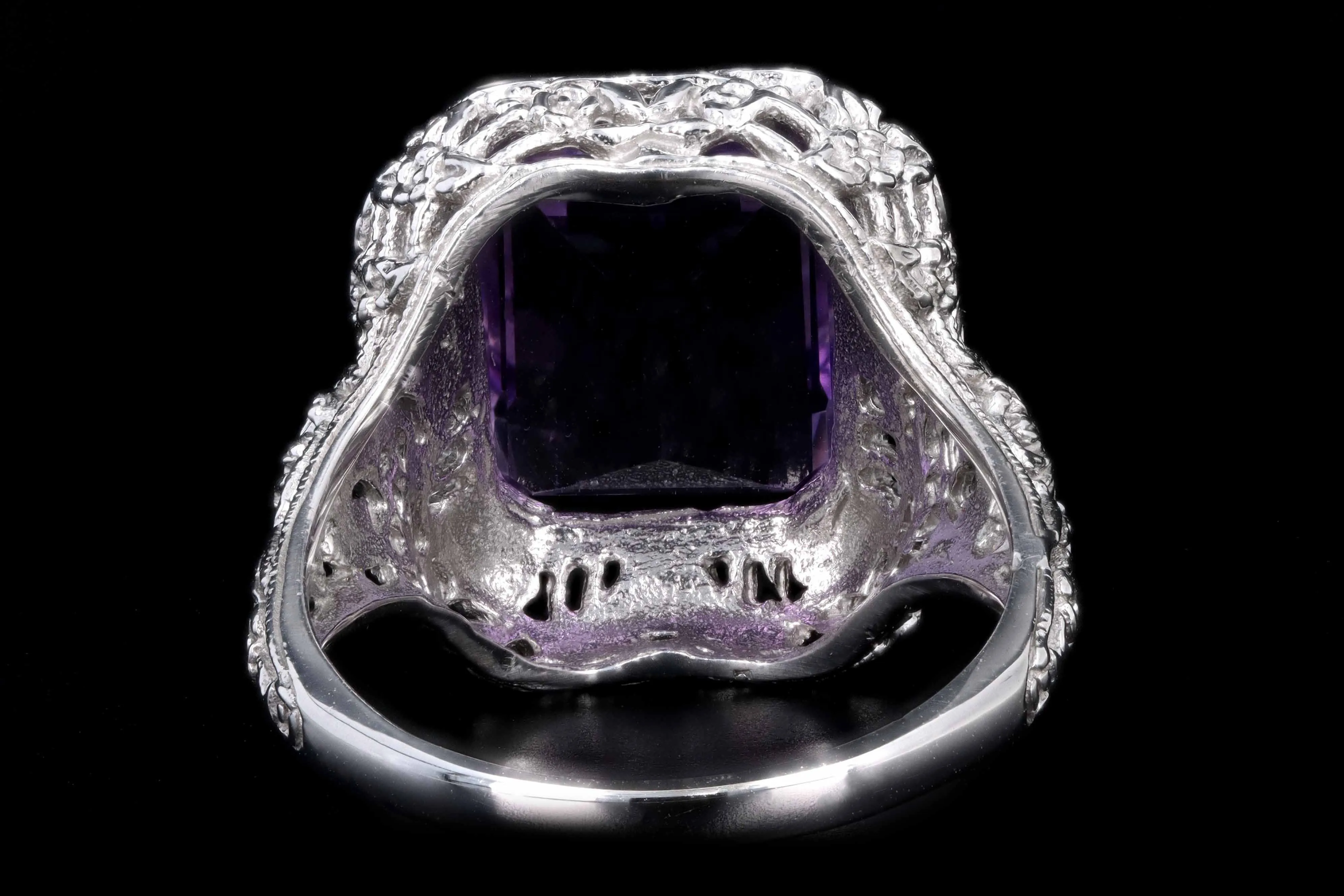 Art Deco 14K White Gold 4.56 Carat Amethyst Ring
