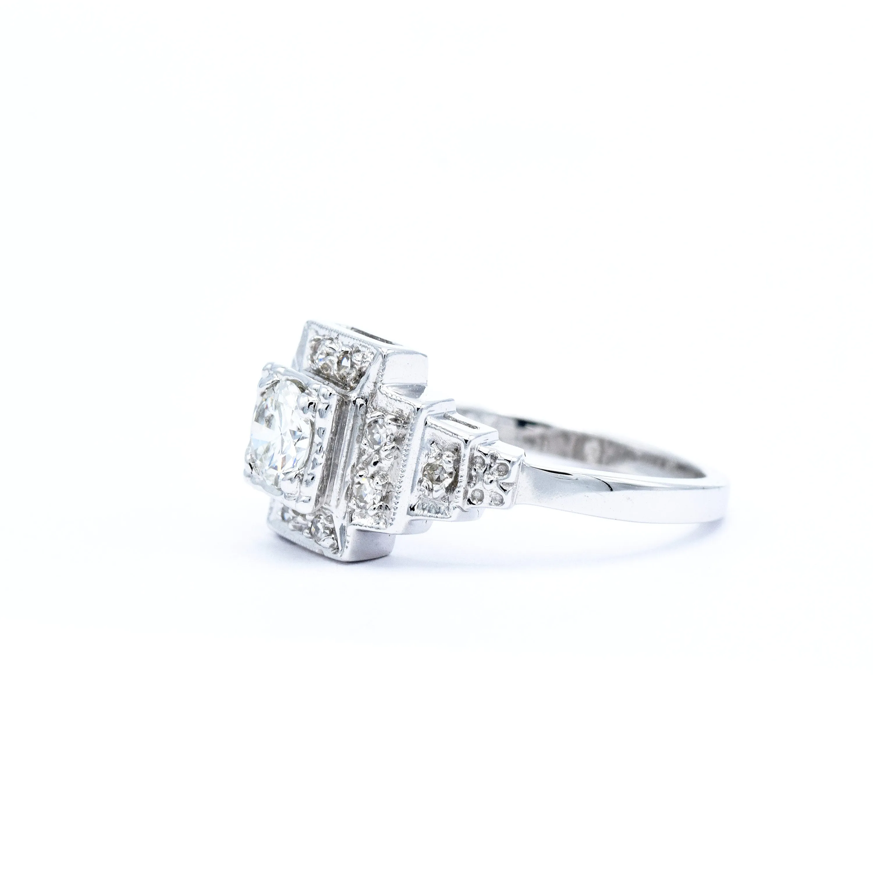 Art Deco, 14kt White Gold Ring