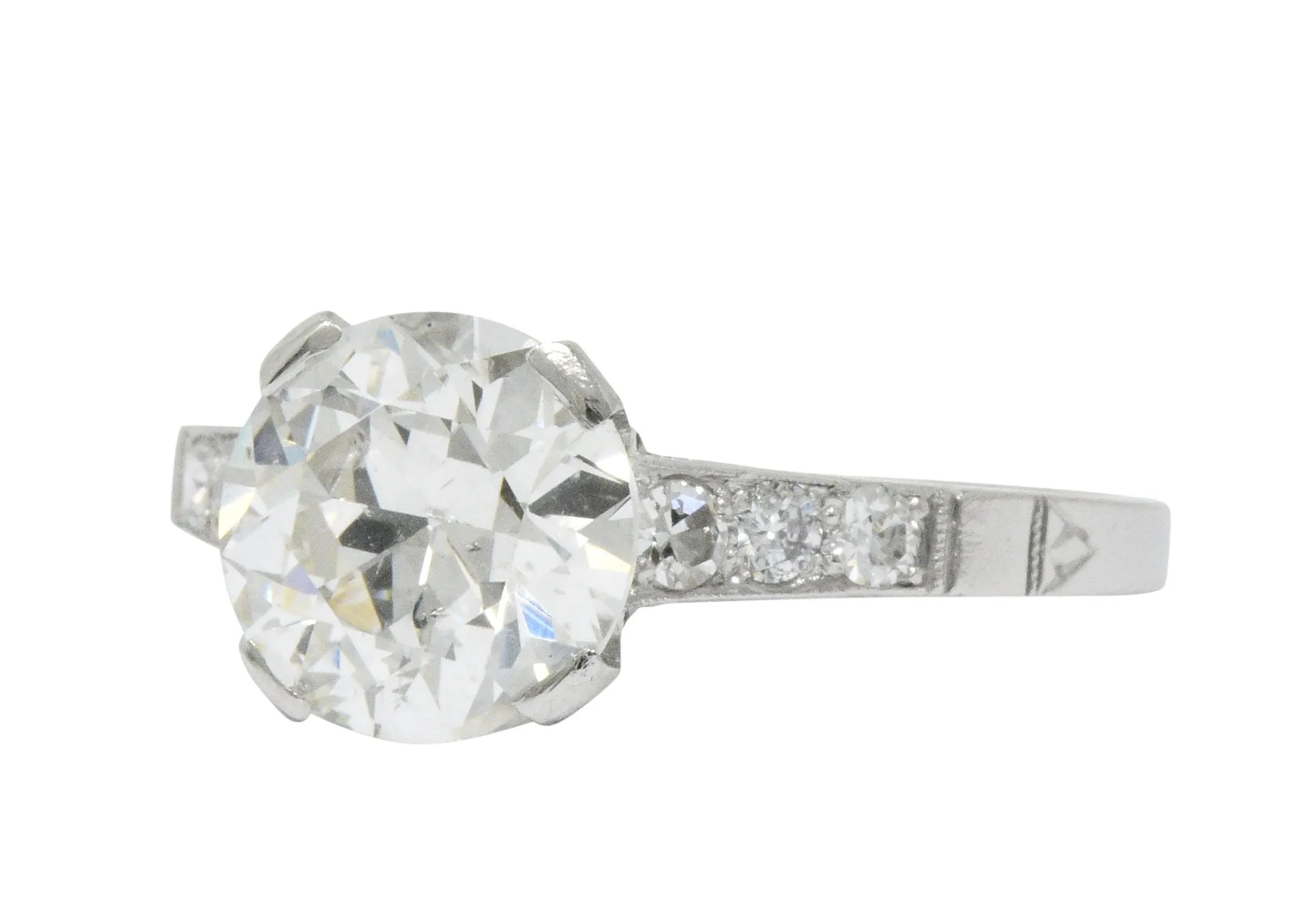Art Deco 1.83 CTW Diamond Platinum Engagement Ring GIA