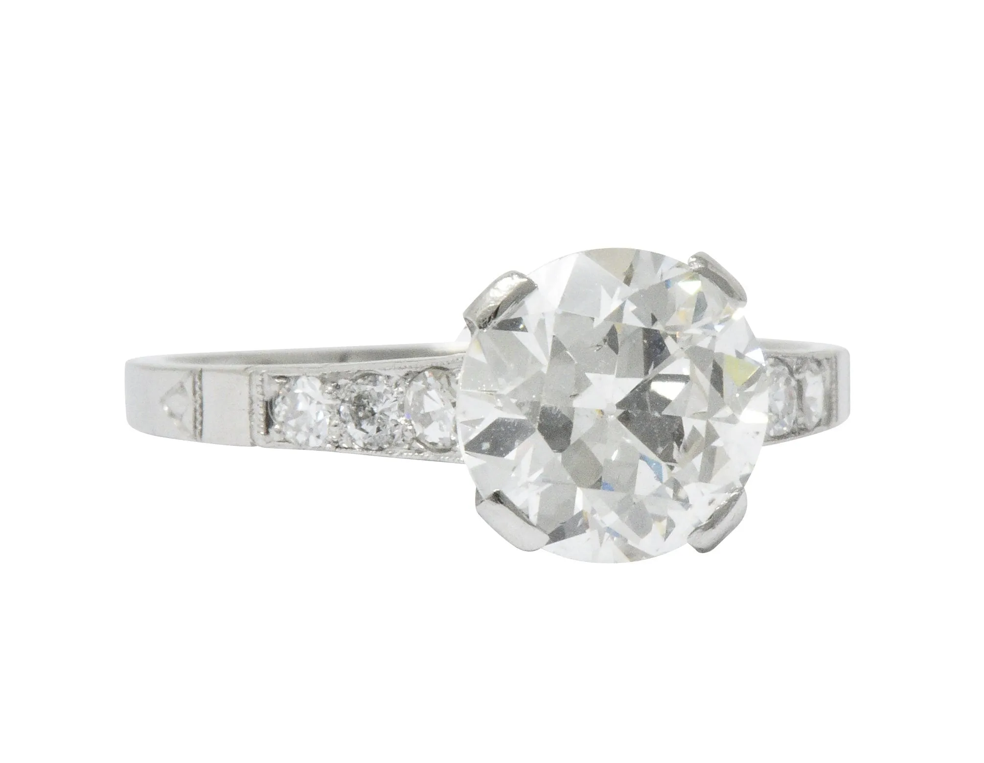 Art Deco 1.83 CTW Diamond Platinum Engagement Ring GIA