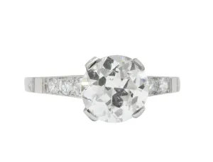 Art Deco 1.83 CTW Diamond Platinum Engagement Ring GIA