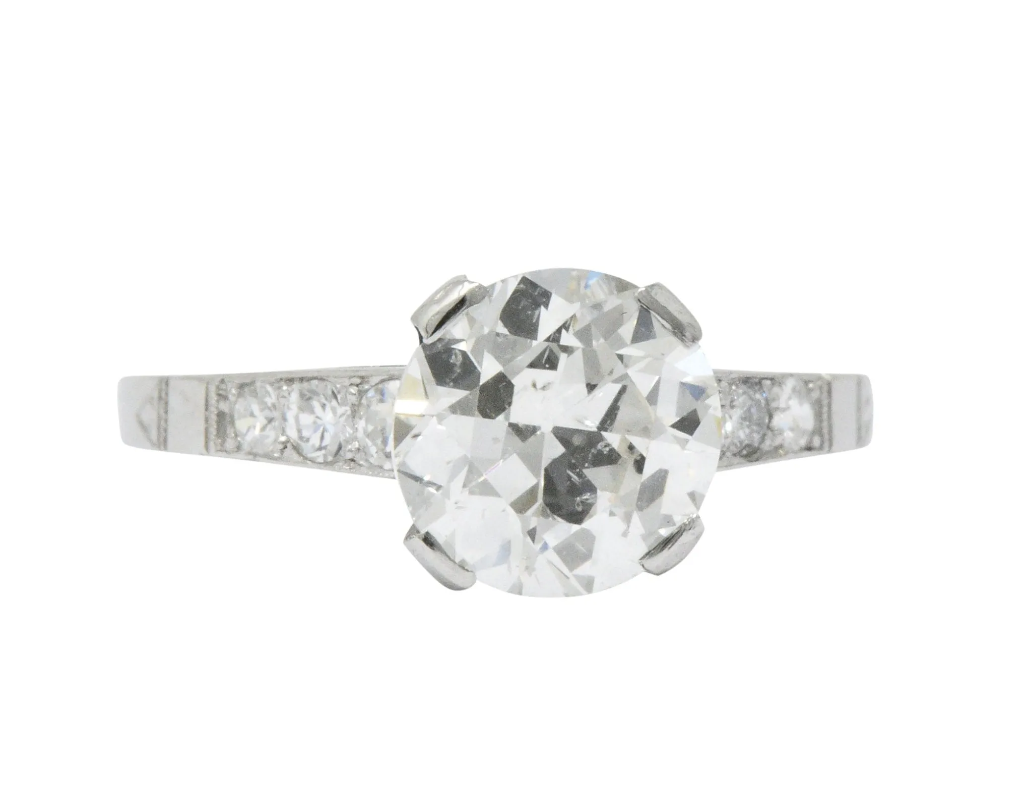 Art Deco 1.83 CTW Diamond Platinum Engagement Ring GIA