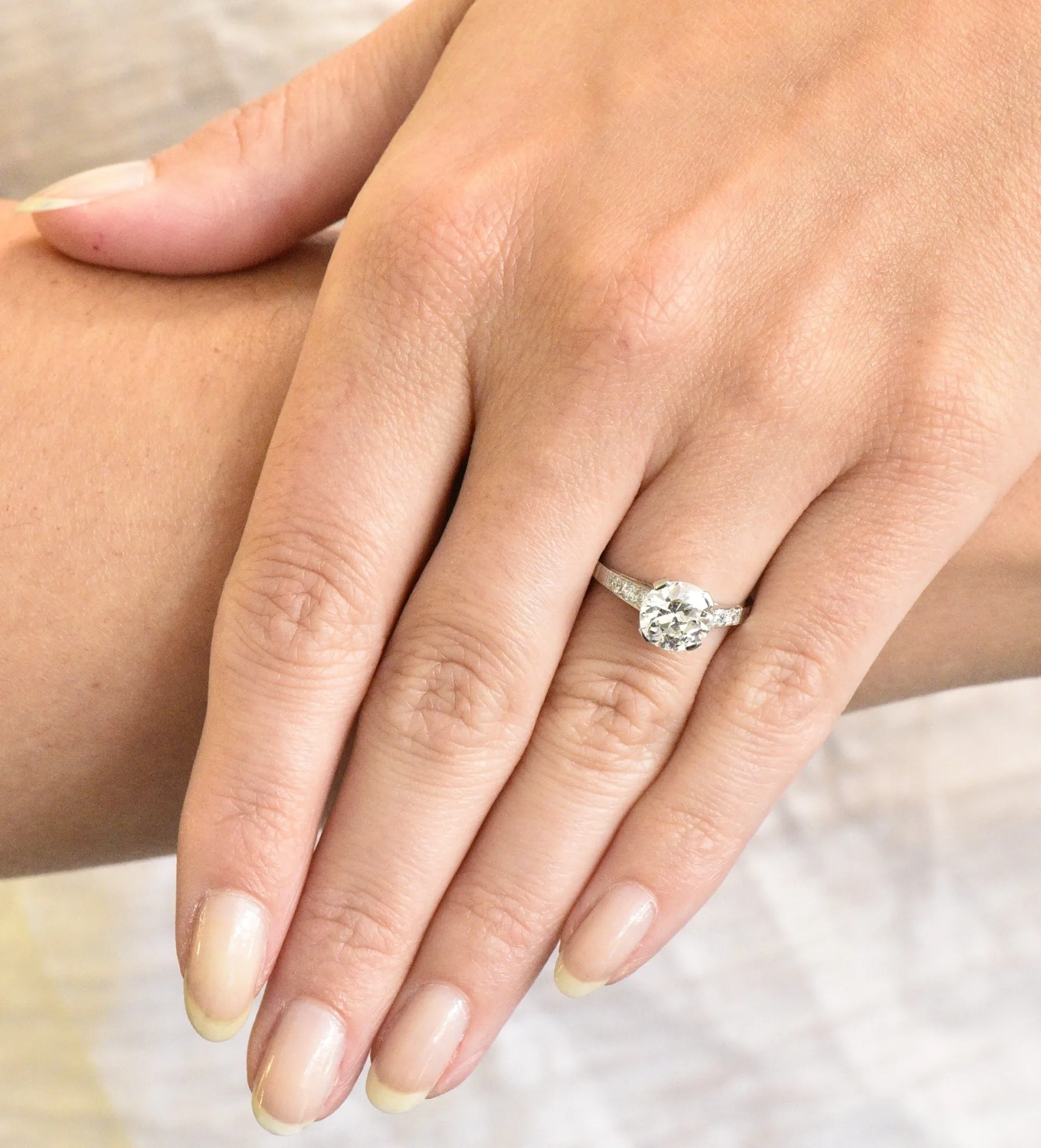 Art Deco 1.83 CTW Diamond Platinum Engagement Ring GIA