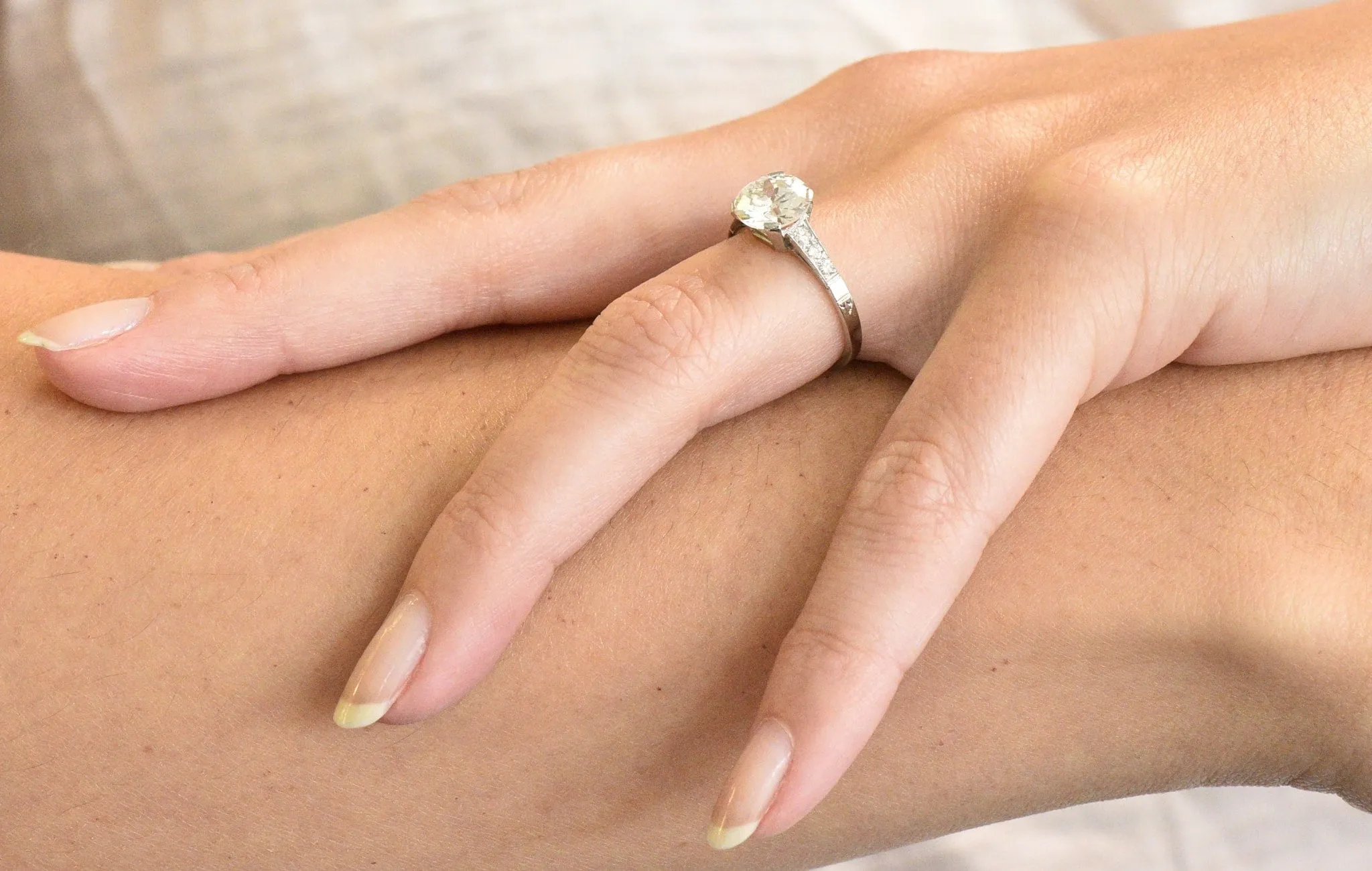 Art Deco 1.83 CTW Diamond Platinum Engagement Ring GIA