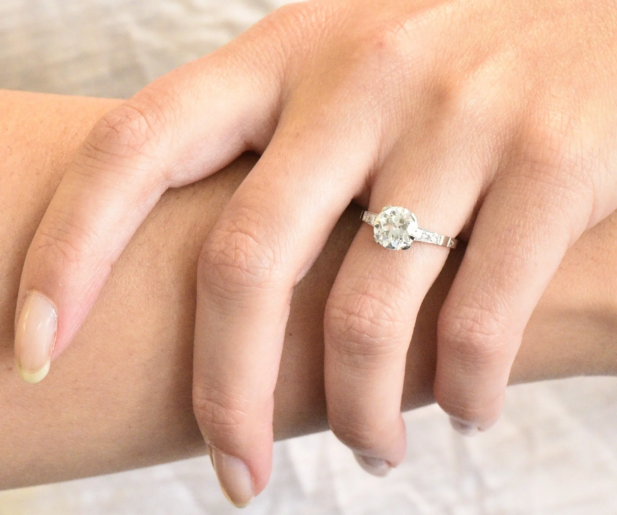 Art Deco 1.83 CTW Diamond Platinum Engagement Ring GIA