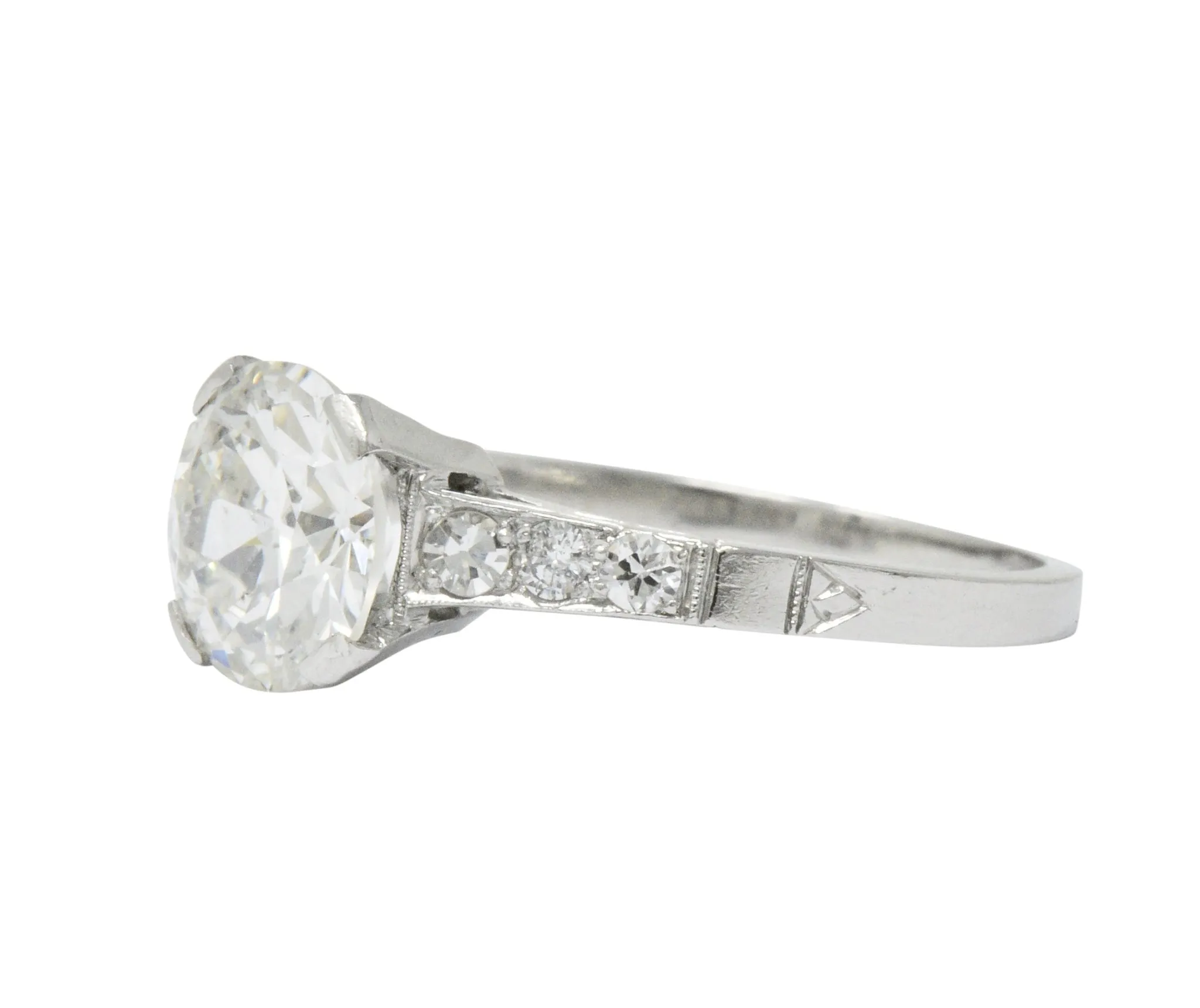 Art Deco 1.83 CTW Diamond Platinum Engagement Ring GIA