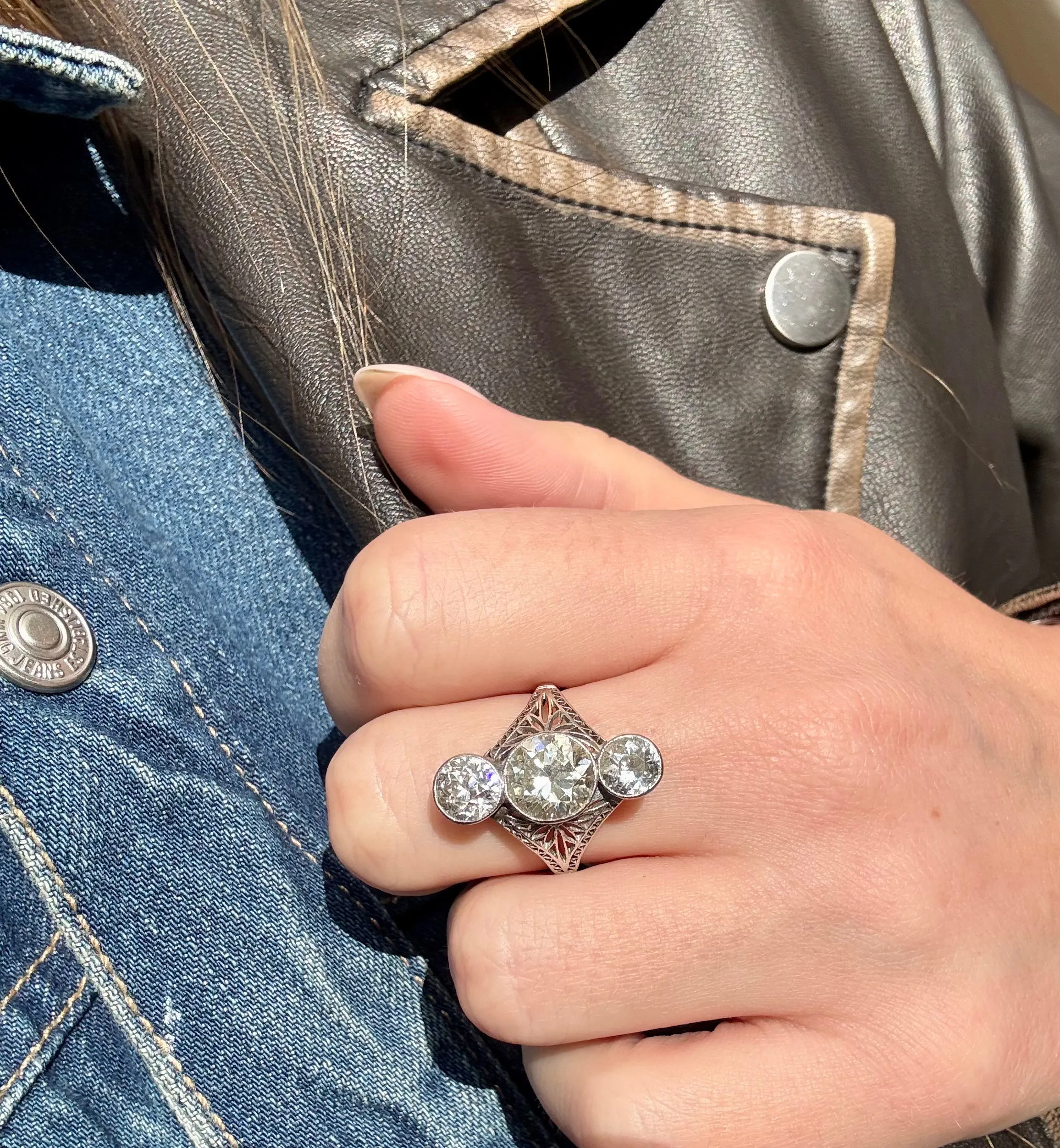 Art Deco 2.25ct Center Diamond Ring, Platinum
