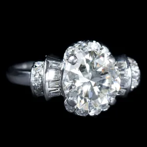 Art Deco 2.65 Carat Transitional Cut Diamond Engagement Ring