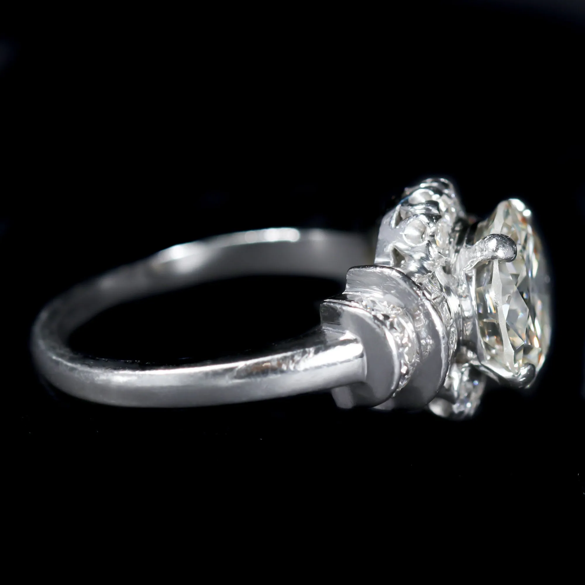 Art Deco 2.65 Carat Transitional Cut Diamond Engagement Ring