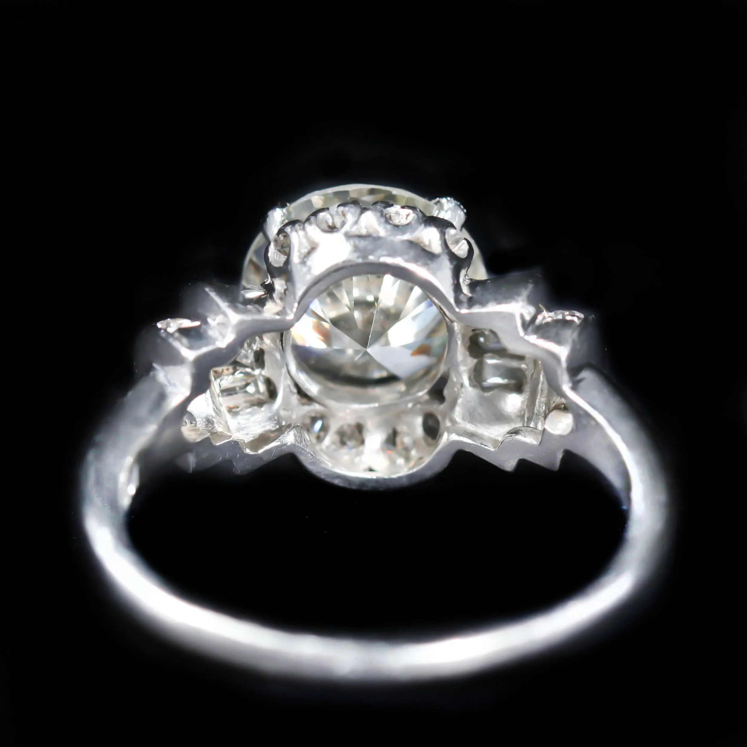 Art Deco 2.65 Carat Transitional Cut Diamond Engagement Ring