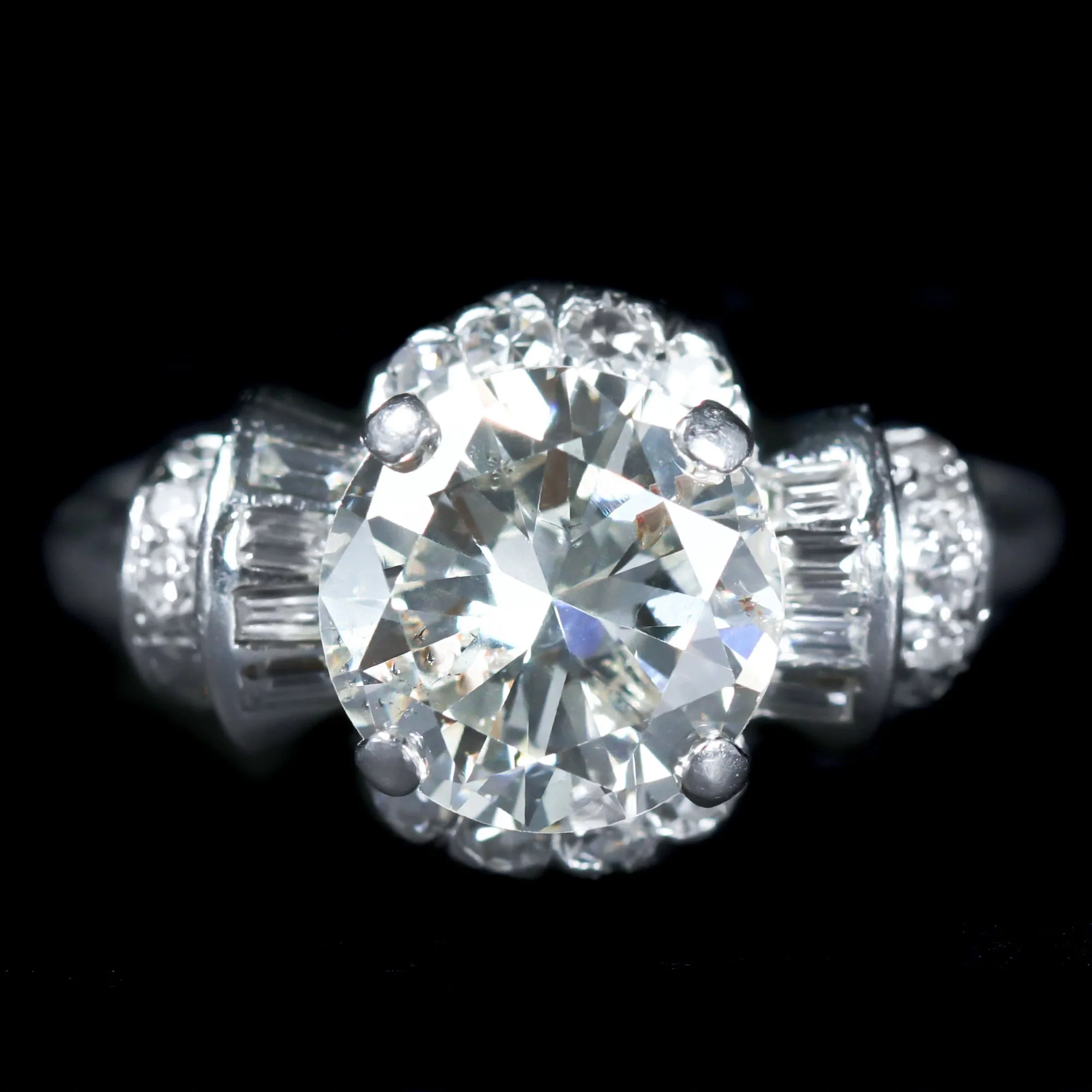 Art Deco 2.65 Carat Transitional Cut Diamond Engagement Ring