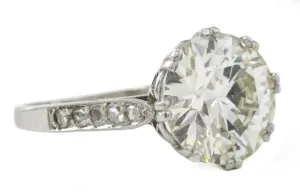 Art Deco 5.06 Carat Old European Cut Diamond Platinum Engagement Ring