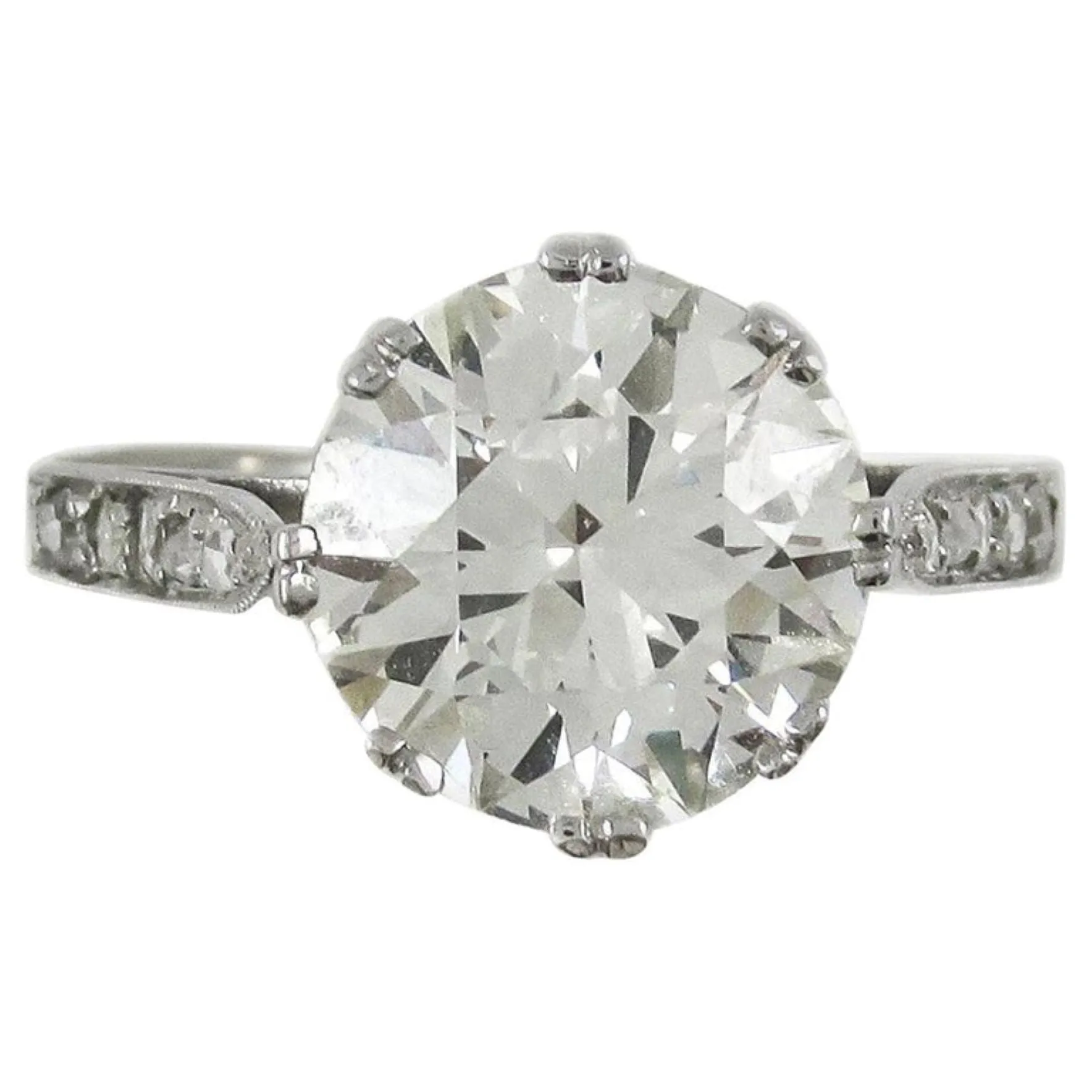 Art Deco 5.06 Carat Old European Cut Diamond Platinum Engagement Ring