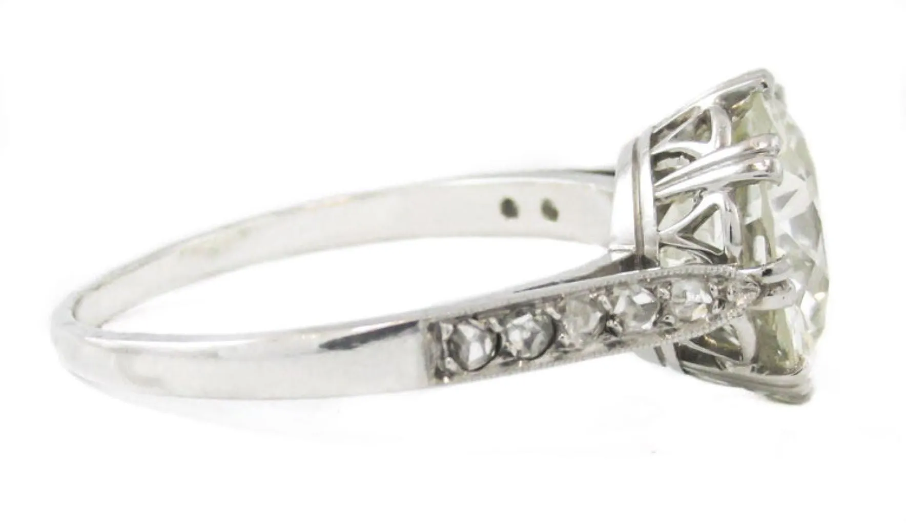 Art Deco 5.06 Carat Old European Cut Diamond Platinum Engagement Ring