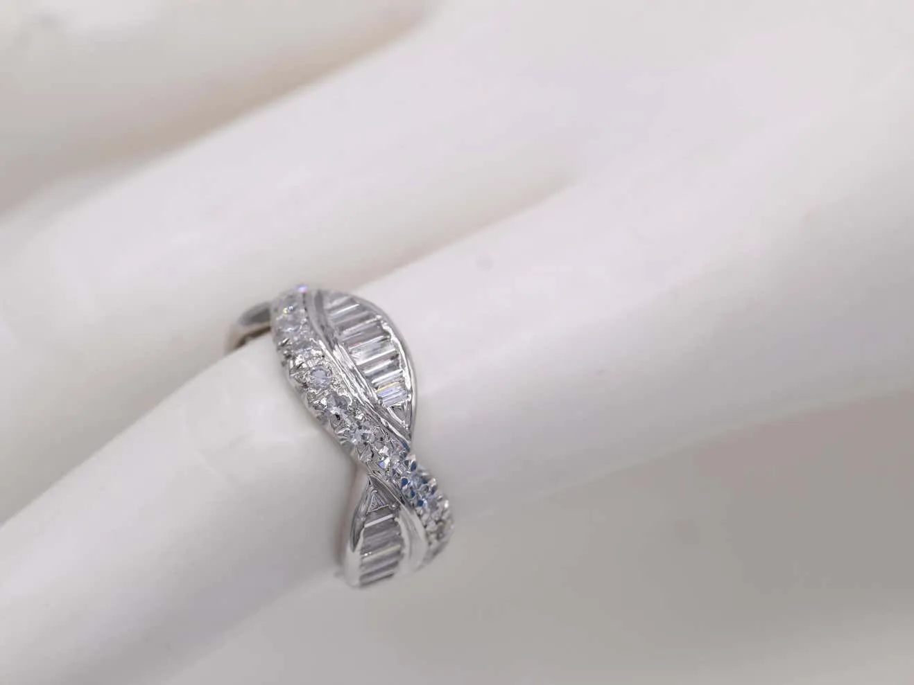 Art Deco Baguette and Round Diamond Platinum Eternity Band