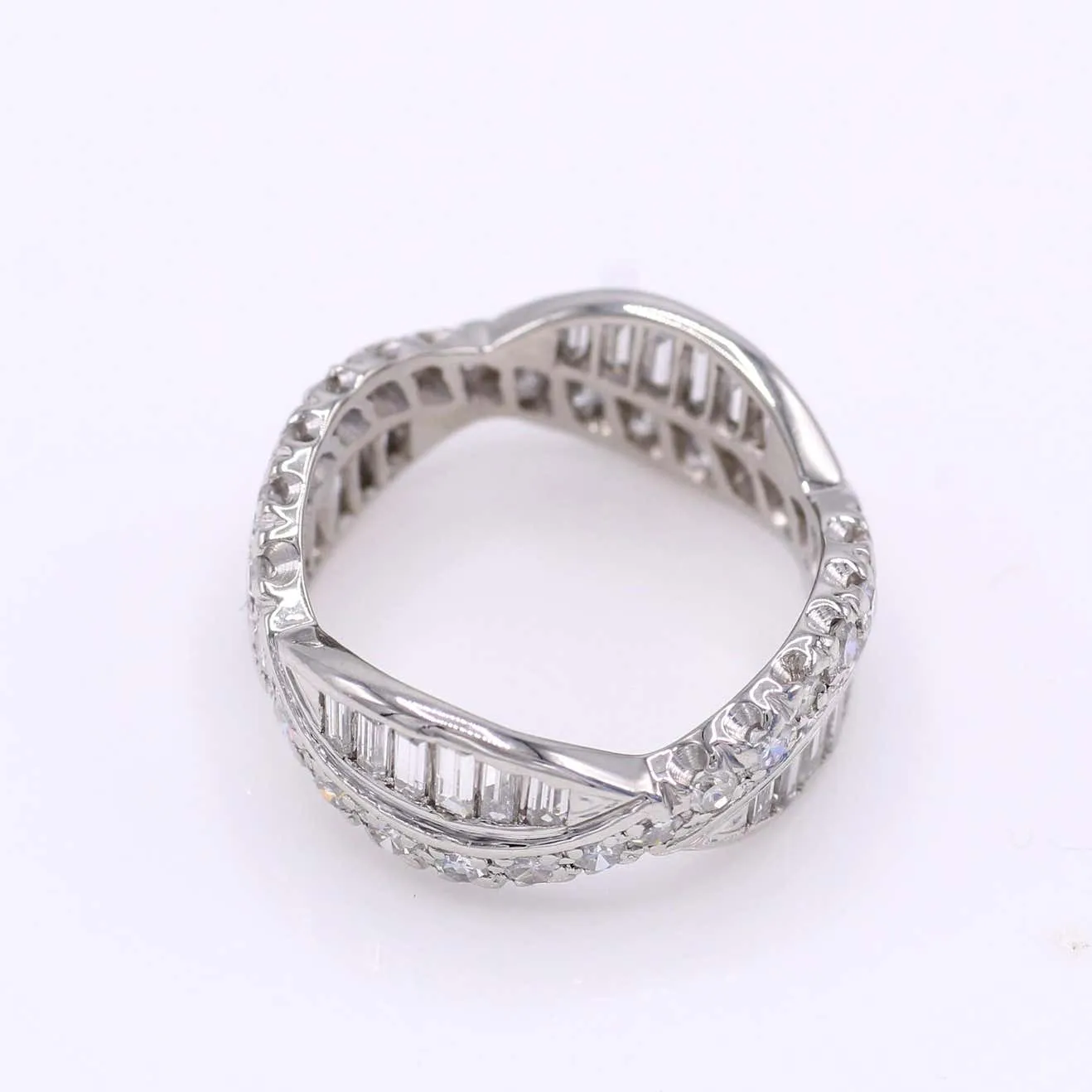 Art Deco Baguette and Round Diamond Platinum Eternity Band