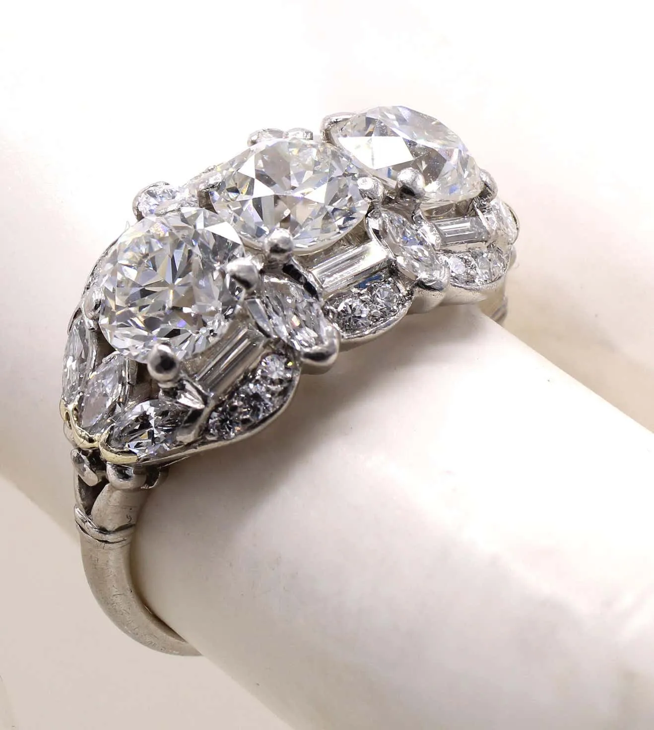 Art Deco Birks & Sons Old European Cut Diamond 3 Stone Ring