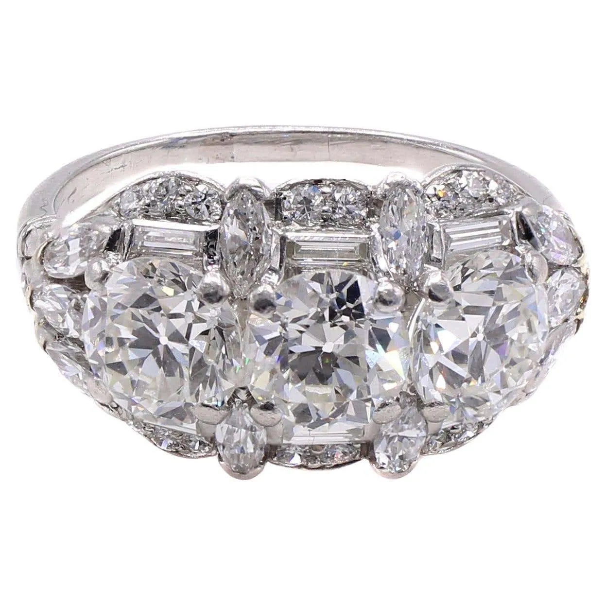 Art Deco Birks & Sons Old European Cut Diamond 3 Stone Ring