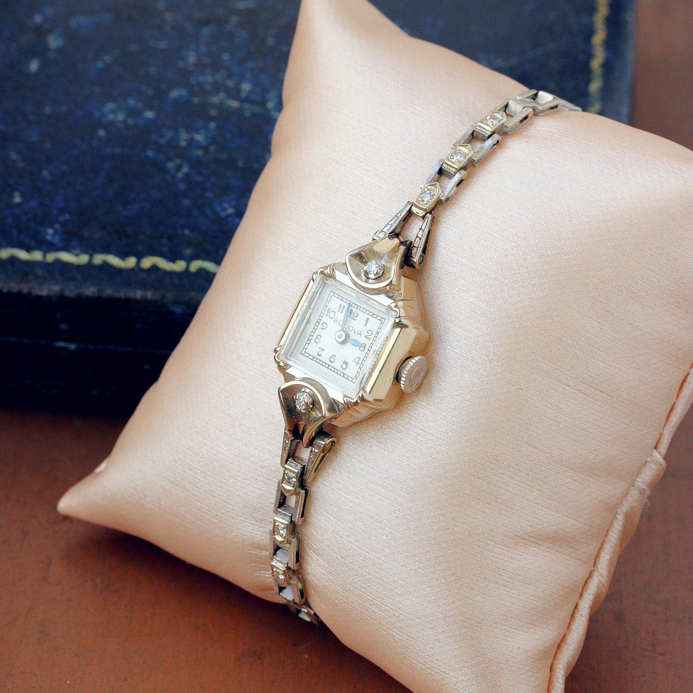Art Deco Bulova Diamond Watch, 14k