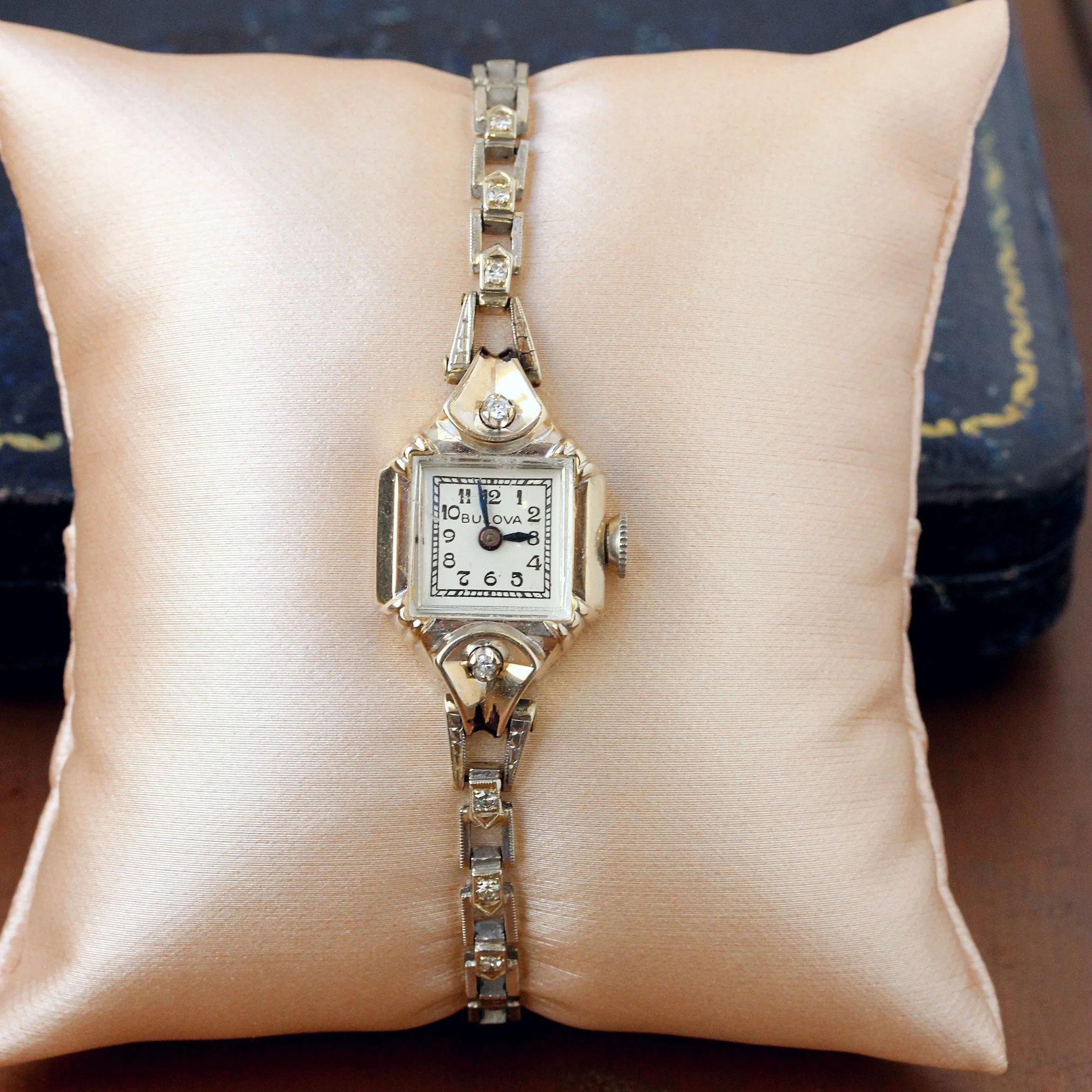 Art Deco Bulova Diamond Watch, 14k