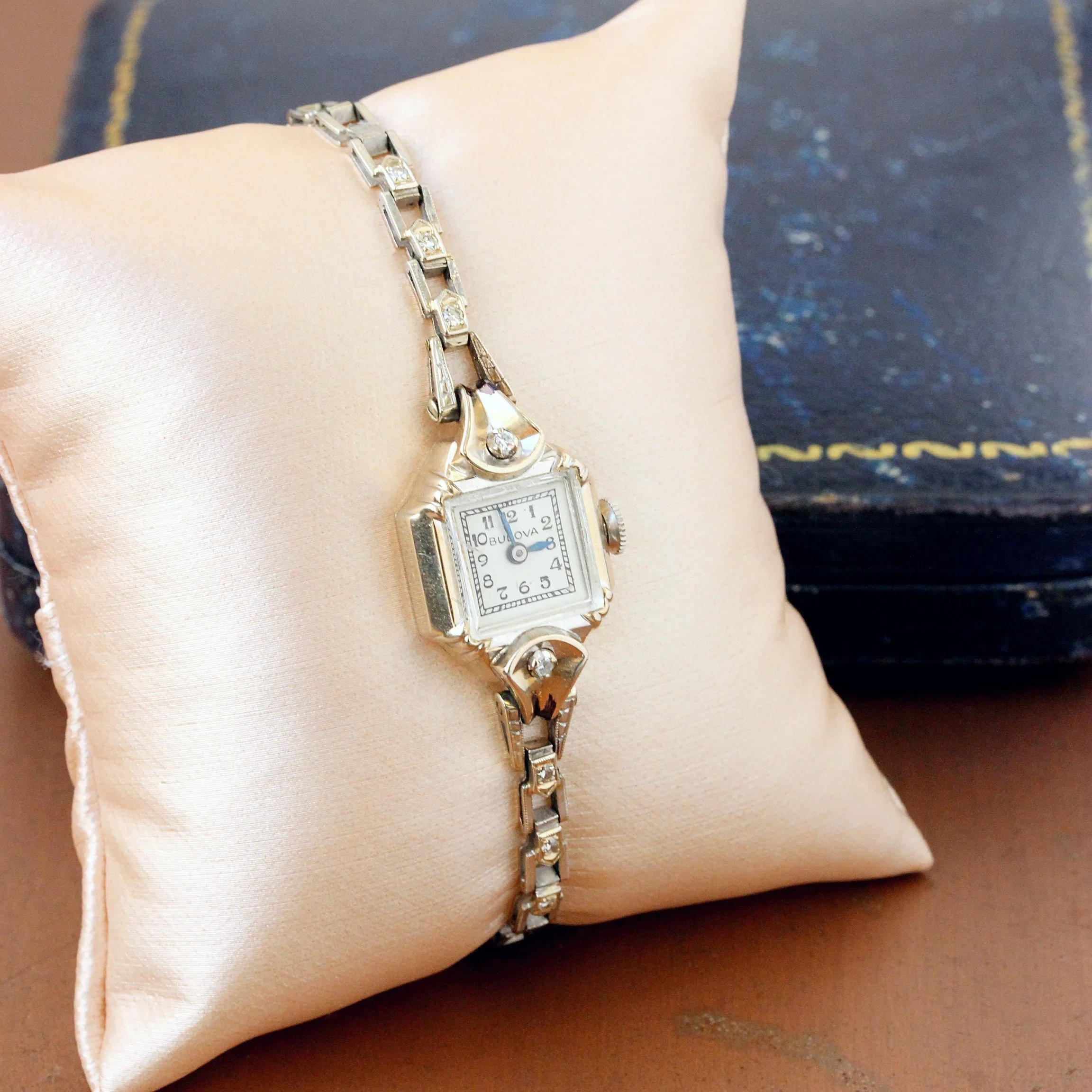 Art Deco Bulova Diamond Watch, 14k