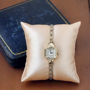 Art Deco Bulova Diamond Watch, 14k