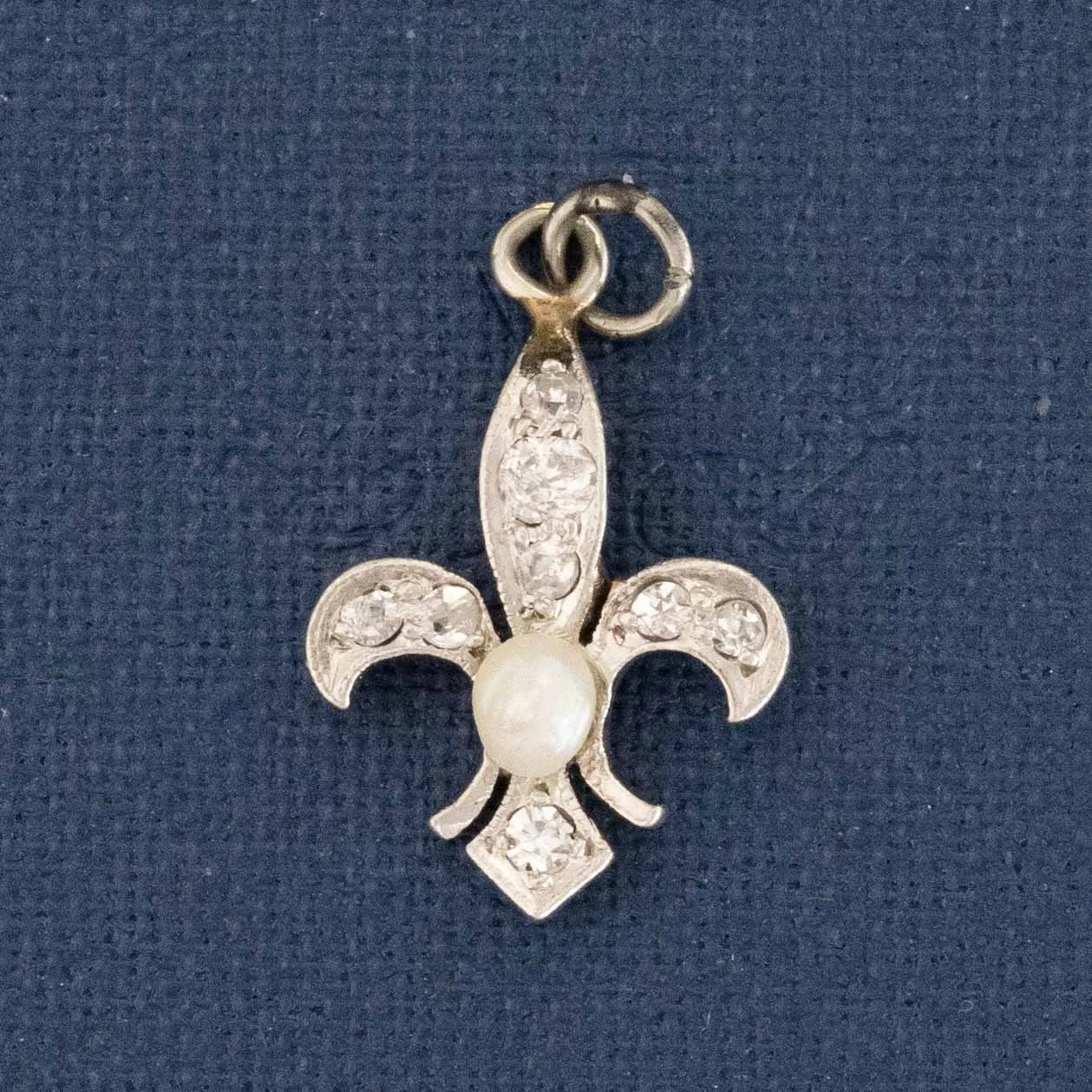 Art Deco Diamond Fleur De Lis Charm
