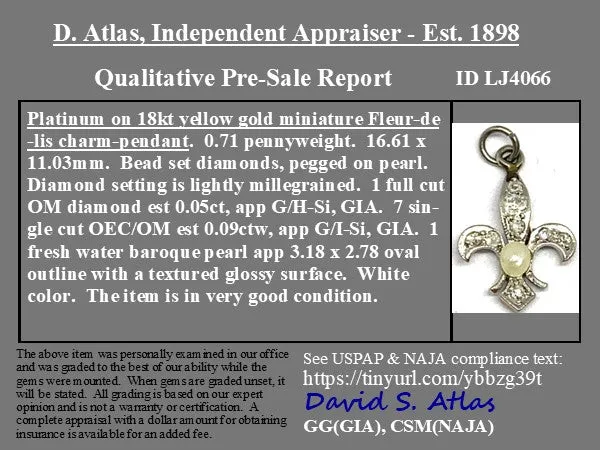 Art Deco Diamond Fleur De Lis Charm