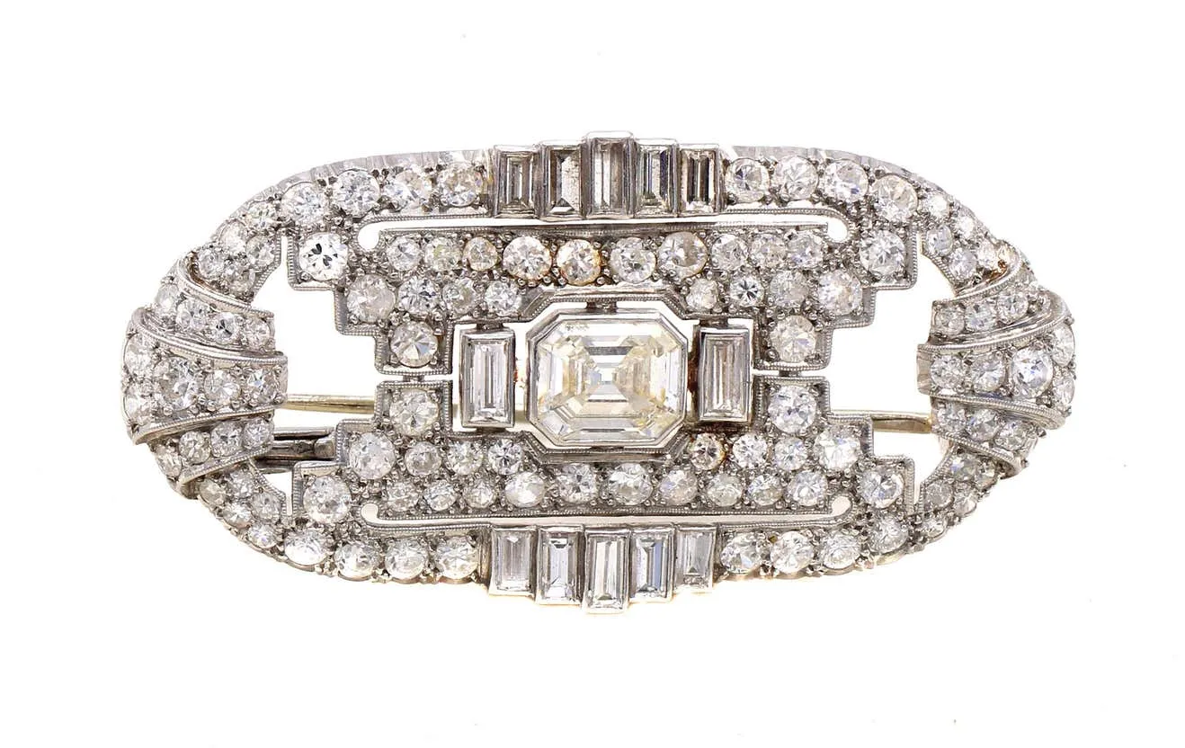 Art Deco Diamond Platinum Brooch