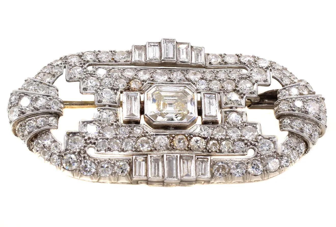 Art Deco Diamond Platinum Brooch