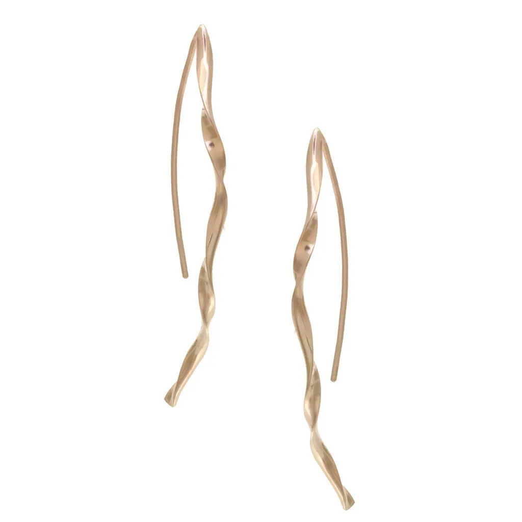 Art Deco Earrings | Gold-filled Satin Finish | Long