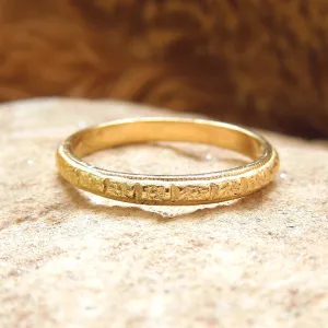 Art Deco Engraved Wedding Band in Yellow or Rose Gold