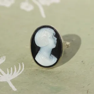 Art Deco Flapper Girl Cameo Ring, 14k