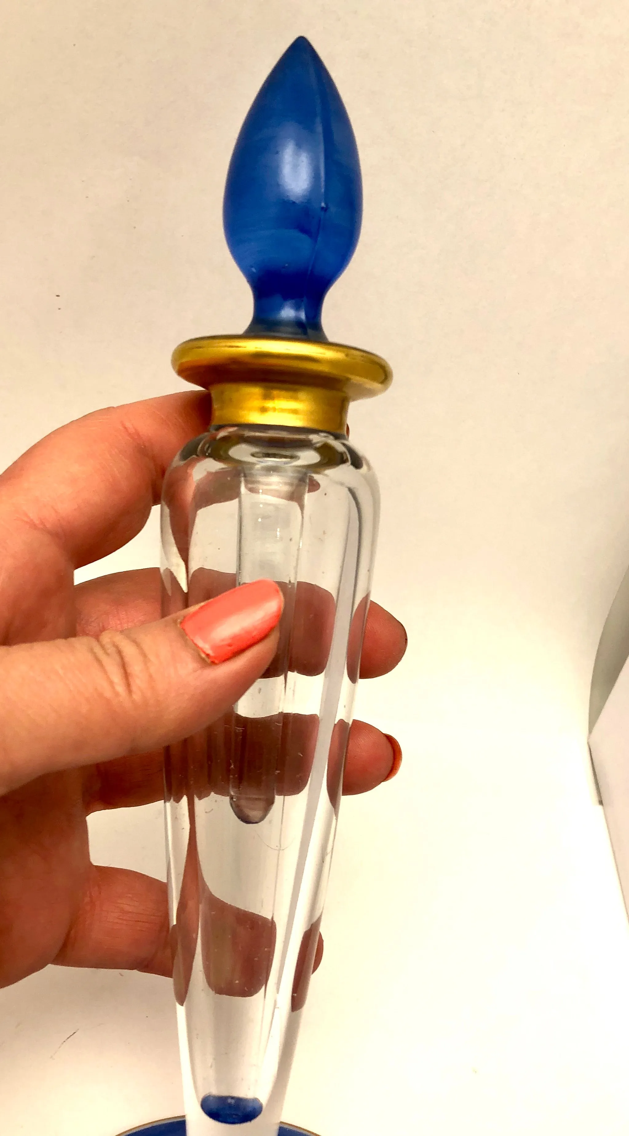 Art Deco French Blue Gold Tall Perfume
