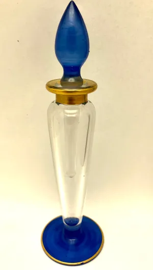 Art Deco French Blue Gold Tall Perfume