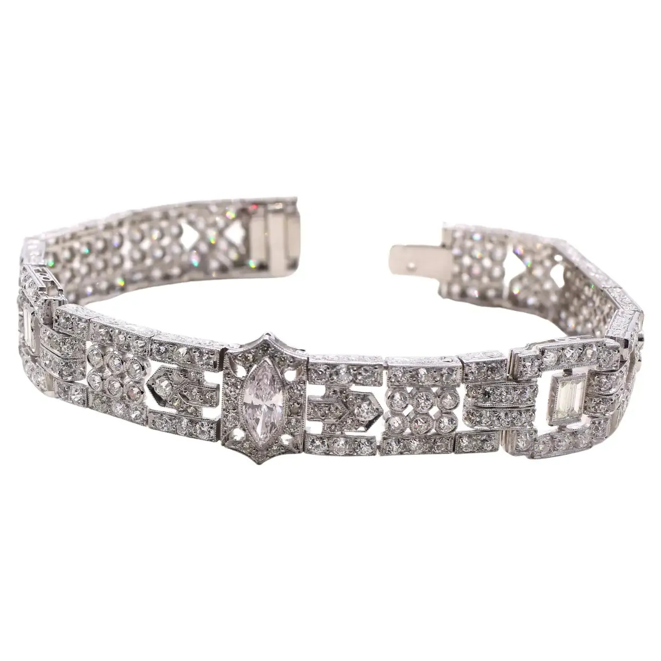 Art Deco French Diamond Platinum Bracelet 1925