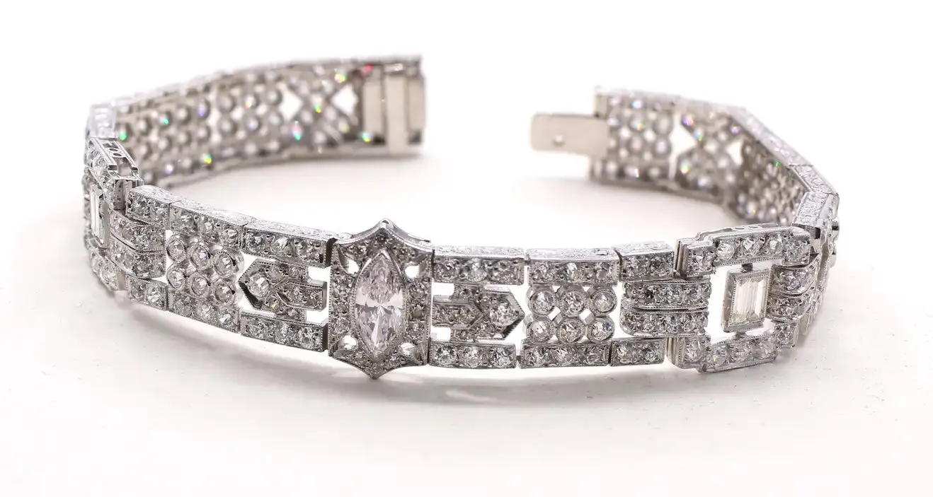 Art Deco French Diamond Platinum Bracelet 1925
