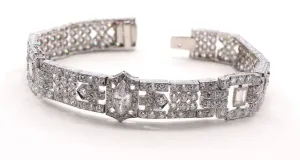 Art Deco French Diamond Platinum Bracelet 1925