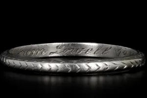 Art Deco Hand Engraved Platinum Band Dated 1930 Size 5.75