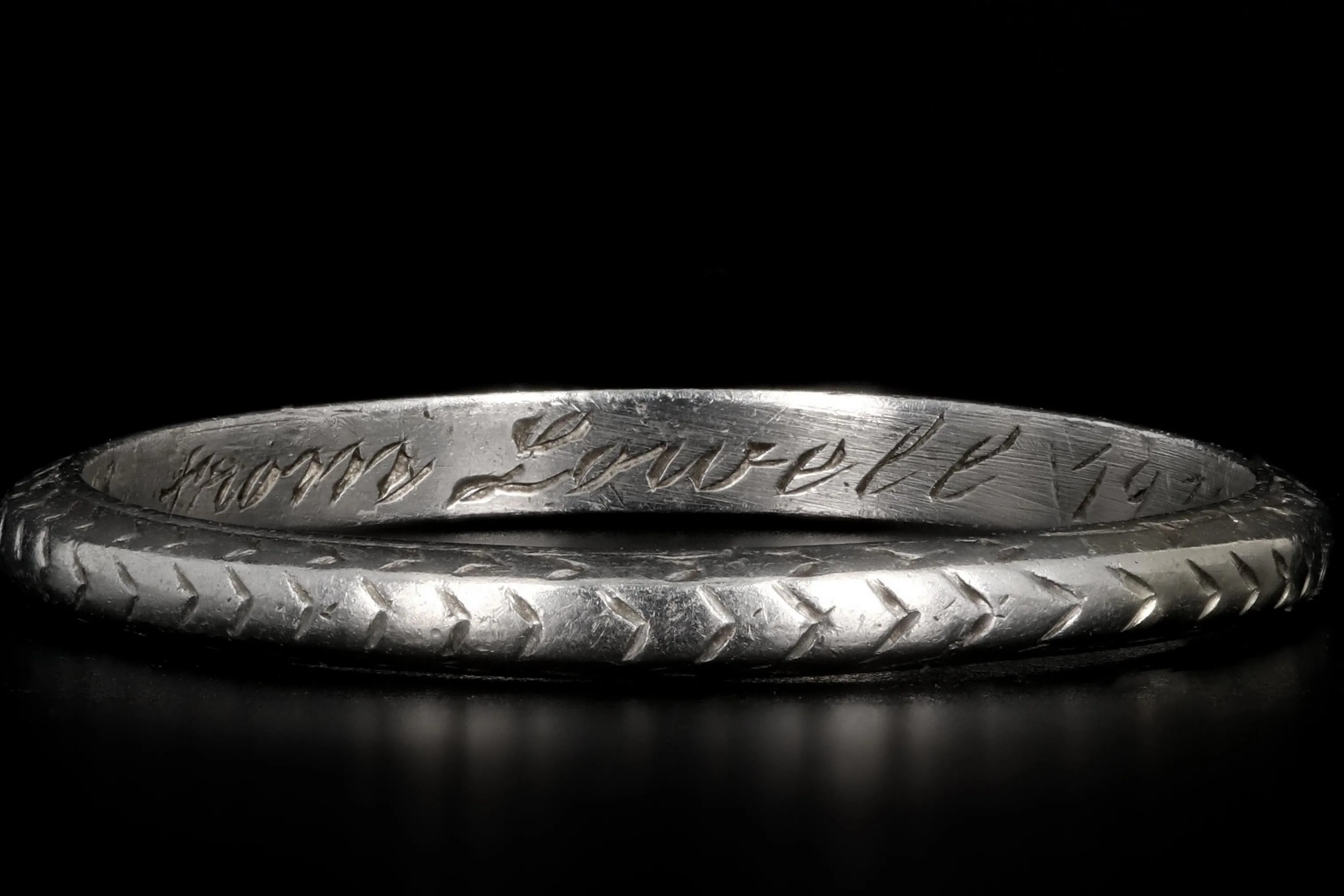 Art Deco Hand Engraved Platinum Band Dated 1930 Size 5.75