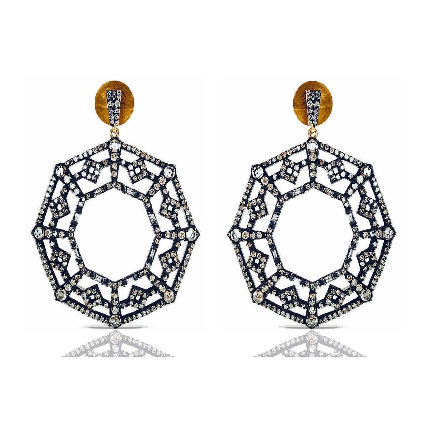Art Deco Hexagonal Diamond Hoops