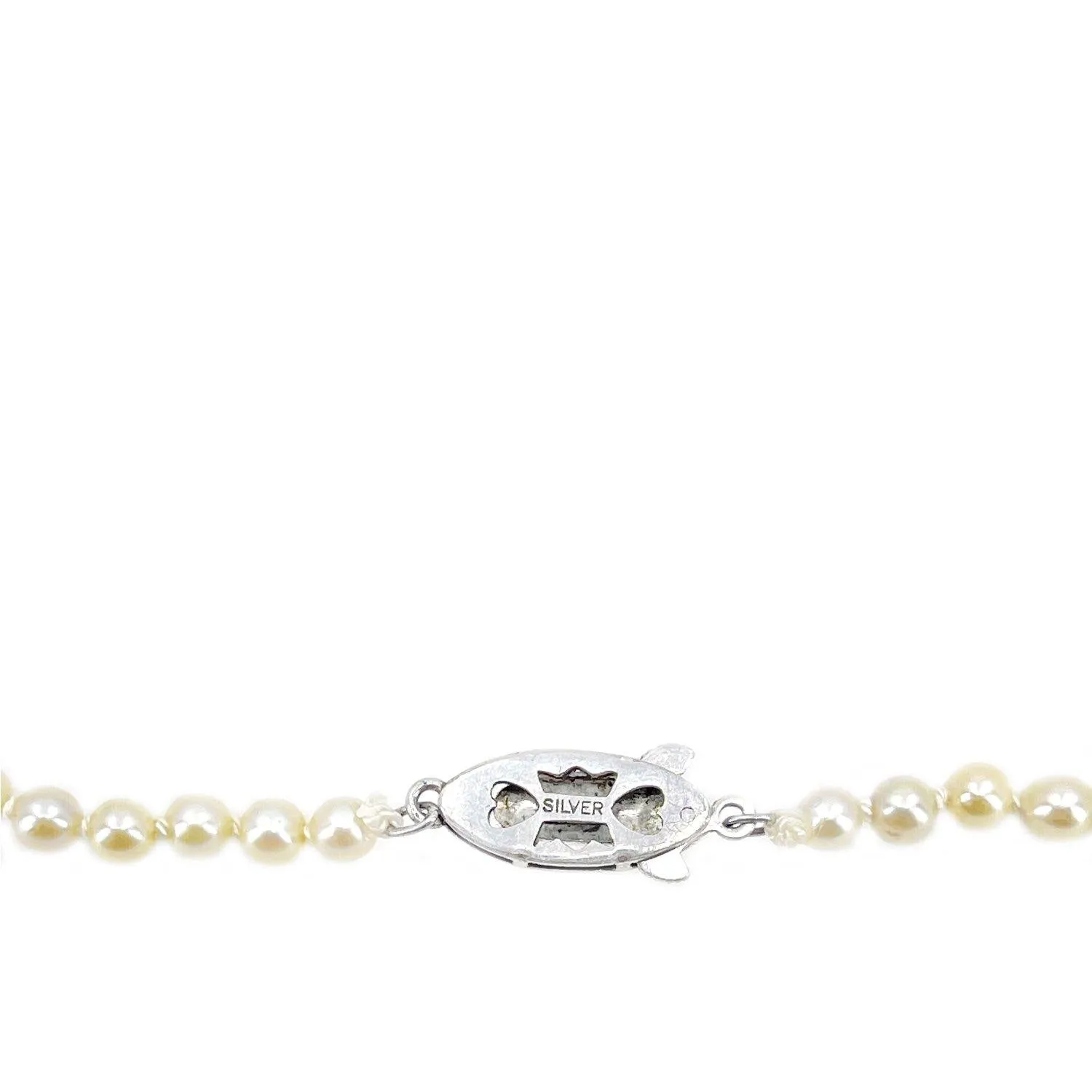 Art Deco Japanese Saltwater Cultured Akoya Pearl Graduated Necklace - Sterling Silver 16.50 Inch