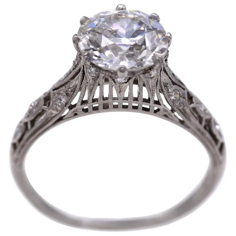 Art Deco Old European Cut Diamond Engagement Ring