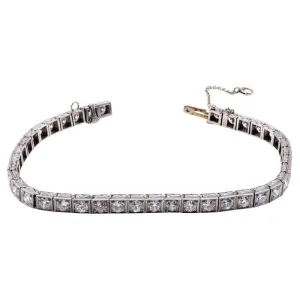 Art Deco Old European Cut Diamond Platinum Line Bracelet